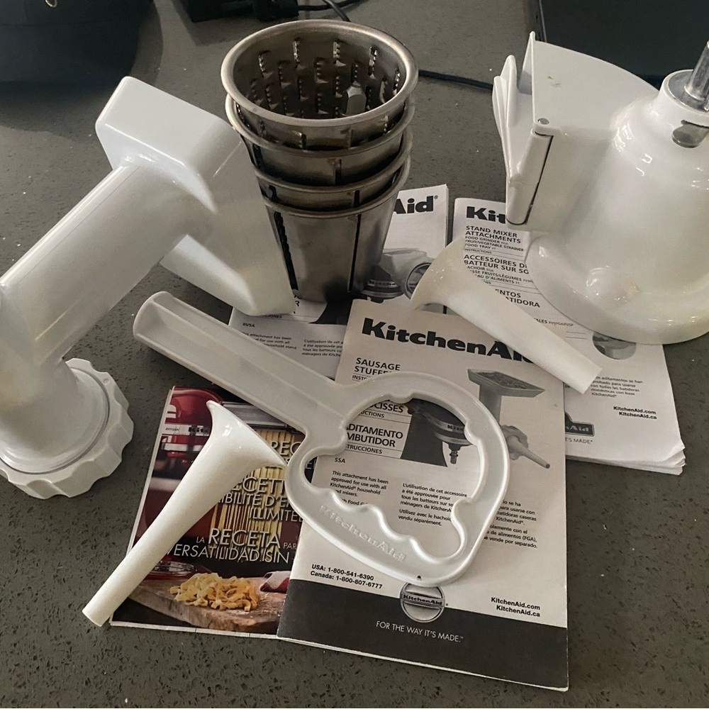 KitchenAid White and Silver Food Grinder Set